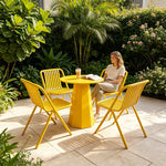 SOLARA Outdoor Bistro Set Commercial Grade Steel Frame Vintage Metal Style for Cafe Courtyard Patio and Hotel - Yellow