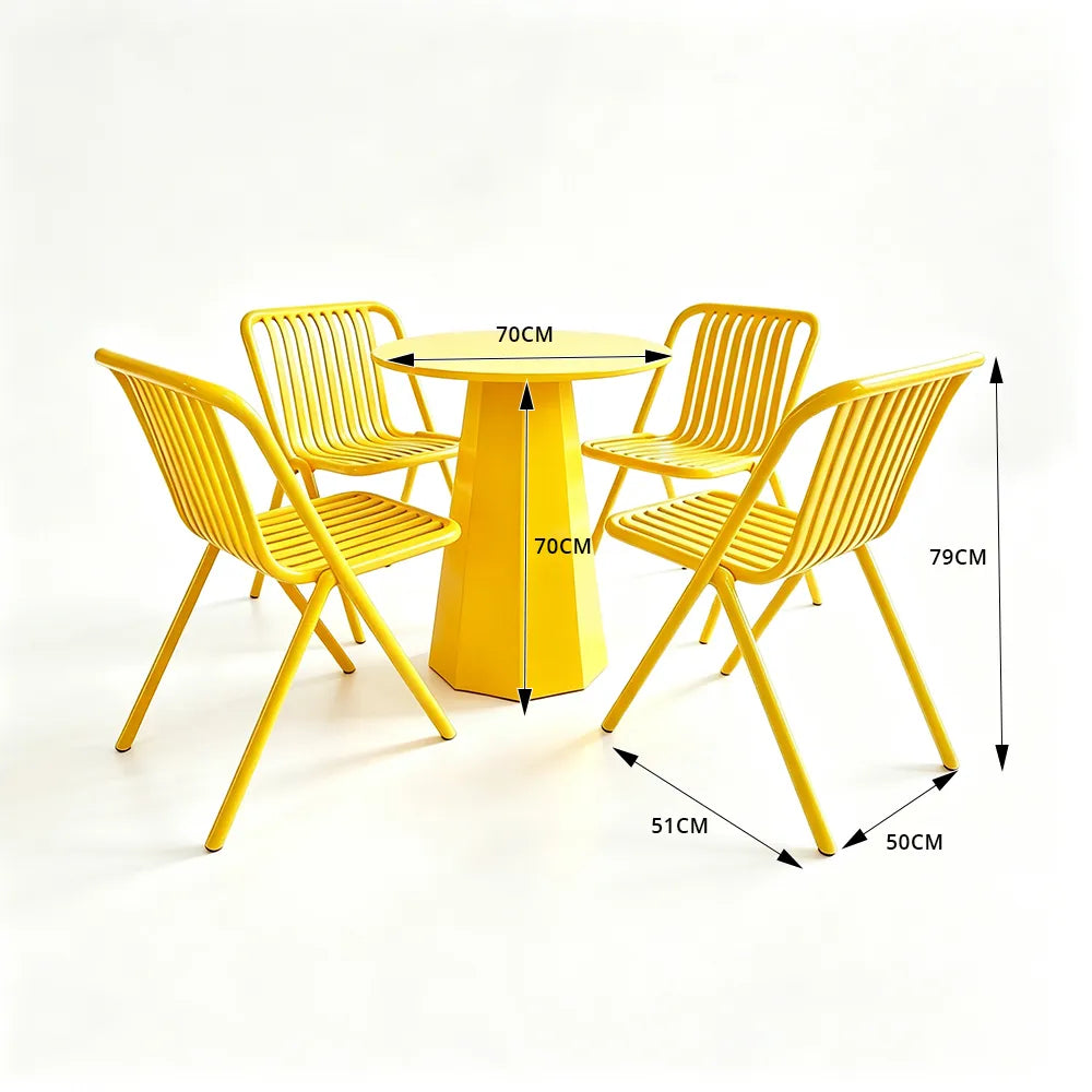 SOLARA Outdoor Bistro Set Commercial Grade Steel Frame Vintage Metal Style for Cafe Courtyard Patio and Hotel - Yellow