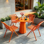 SOLARA Outdoor Bistro Set Commercial Grade Steel Frame Vintage Metal Style for Cafe Courtyard Patio and Hotel - Orange