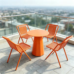 SOLARA Outdoor Bistro Set Commercial Grade Steel Frame Vintage Metal Style for Cafe Courtyard Patio and Hotel - Orange