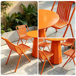 SOLARA Outdoor Bistro Set Commercial Grade Steel Frame Vintage Metal Style for Cafe Courtyard Patio and Hotel - Orange