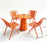 SOLARA Outdoor Bistro Set Commercial Grade Steel Frame Vintage Metal Style for Cafe Courtyard Patio and Hotel - Orange