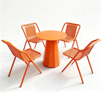 SOLARA Outdoor Bistro Set Commercial Grade Steel Frame Vintage Metal Style for Cafe Courtyard Patio and Hotel - Orange