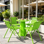 SOLARA Outdoor Bistro Set Commercial Grade Steel Frame Vintage Metal Style for Cafe Courtyard Patio and Hotel - Green