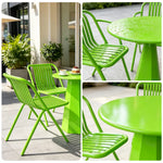 SOLARA Outdoor Bistro Set Commercial Grade Steel Frame Vintage Metal Style for Cafe Courtyard Patio and Hotel - Green