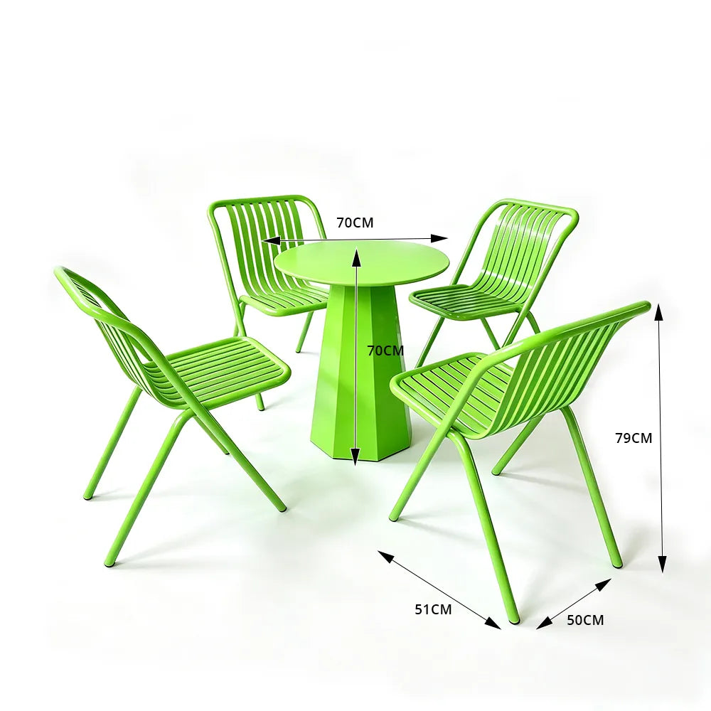SOLARA Outdoor Bistro Set Commercial Grade Steel Frame Vintage Metal Style for Cafe Courtyard Patio and Hotel - Green