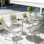 SOLARA Outdoor Bistro Set Commercial Grade Steel Frame Vintage Metal Style for Cafe Courtyard Patio and Hotel - Silver