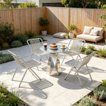 SOLARA Outdoor Bistro Set Commercial Grade Steel Frame Vintage Metal Style for Cafe Courtyard Patio and Hotel - Silver