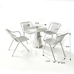 SOLARA Outdoor Bistro Set Commercial Grade Steel Frame Vintage Metal Style for Cafe Courtyard Patio and Hotel - Silver