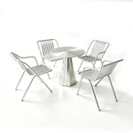 SOLARA Outdoor Bistro Set Commercial Grade Steel Frame Vintage Metal Style for Cafe Courtyard Patio and Hotel - Silver