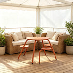 SOLARA Integrated Outdoor Table Bench Set L Shaped Iron Frame Weather Resistant for Park Patio Courtyard and Public Space