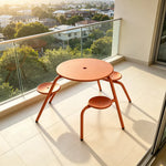 SOLARA Integrated Outdoor Table Bench Set L Shaped Iron Frame Weather Resistant for Park Patio Courtyard and Public Space