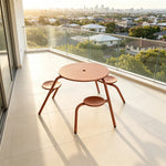 SOLARA Integrated Outdoor Table Bench Set L Shaped Iron Frame Weather Resistant for Park Patio Courtyard and Public Space