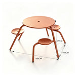 SOLARA Integrated Outdoor Table Bench Set L Shaped Iron Frame Weather Resistant for Park Patio Courtyard and Public Space