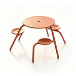 SOLARA Integrated Outdoor Table Bench Set L Shaped Iron Frame Weather Resistant for Park Patio Courtyard and Public Space