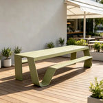 SOLARA Outdoor Bench Table Set - 2.0m Galvanised Steel Frame Weather Resistant Design for Garden Patio Park Leisure Spaces - Green