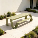 SOLARA Outdoor Bench Table Set - 2.0m Galvanised Steel Frame Weather Resistant Design for Garden Patio Park Leisure Spaces - Green