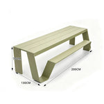 SOLARA Outdoor Bench Table Set - 2.0m Galvanised Steel Frame Weather Resistant Design for Garden Patio Park Leisure Spaces - Green