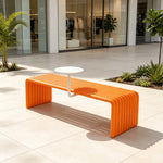 SOLARA Outdoor Bench with Side Table - Modern Design Commercial Seating for Gym Park Cafe Garden Leisure Spaces - Orange & White