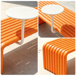 SOLARA Outdoor Bench with Side Table - Modern Design Commercial Seating for Gym Park Cafe Garden Leisure Spaces - Orange & White
