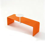 SOLARA Outdoor Bench with Side Table - Modern Design Commercial Seating for Gym Park Cafe Garden Leisure Spaces - Orange & White