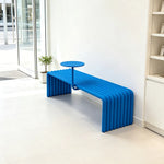 SOLARA Outdoor Bench with Side Table - Modern Design Commercial Seating for Gym Park Cafe Garden Leisure Spaces - Blue