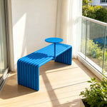 SOLARA Outdoor Bench with Side Table - Modern Design Commercial Seating for Gym Park Cafe Garden Leisure Spaces - Blue
