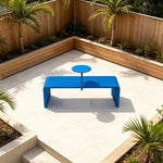 SOLARA Outdoor Bench with Side Table - Modern Design Commercial Seating for Gym Park Cafe Garden Leisure Spaces - Blue