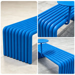 SOLARA Outdoor Bench with Side Table - Modern Design Commercial Seating for Gym Park Cafe Garden Leisure Spaces - Blue