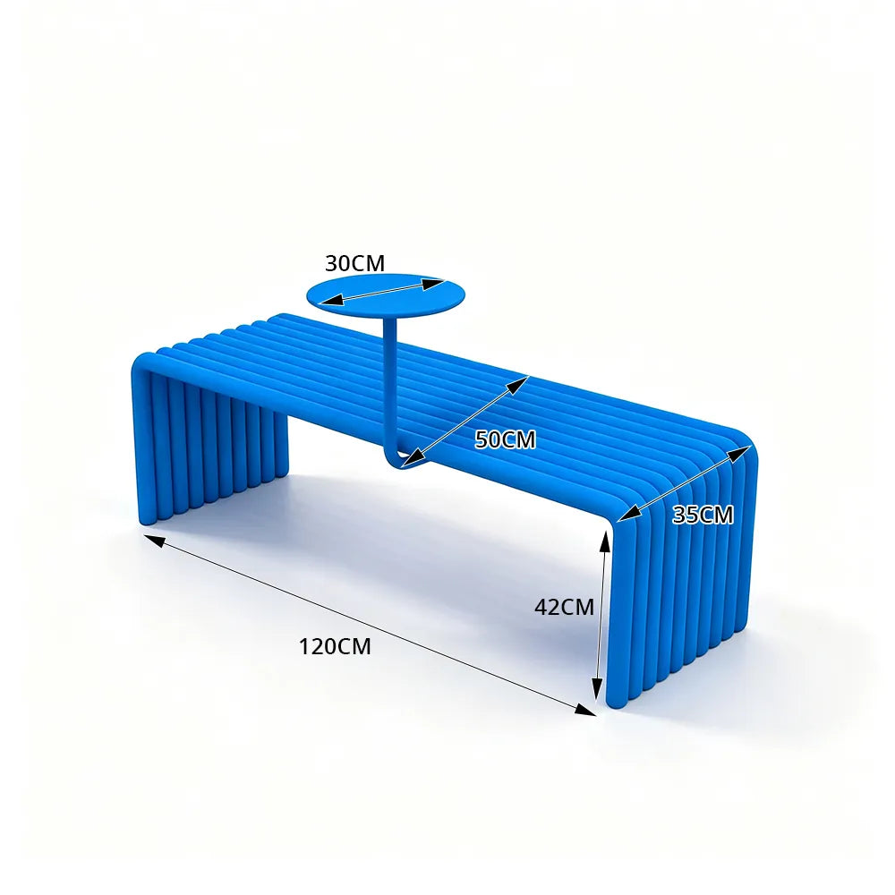 SOLARA Outdoor Bench with Side Table - Modern Design Commercial Seating for Gym Park Cafe Garden Leisure Spaces - Blue