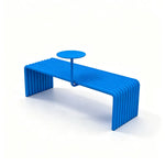 SOLARA Outdoor Bench with Side Table - Modern Design Commercial Seating for Gym Park Cafe Garden Leisure Spaces - Blue