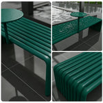 SOLARA Outdoor Bench with Side Table - Modern Design Commercial Seating for Gym Park Cafe Garden Leisure Spaces - Green