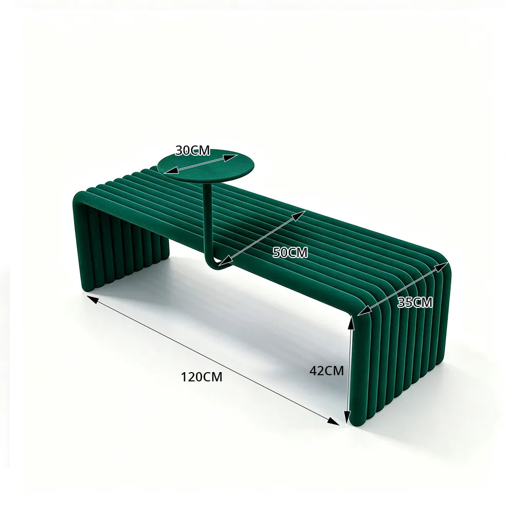 SOLARA Outdoor Bench with Side Table - Modern Design Commercial Seating for Gym Park Cafe Garden Leisure Spaces - Green