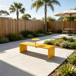 SOLARA Outdoor Bench with Side Table - Modern Design Commercial Seating for Gym Park Cafe Garden Leisure Spaces - Yellow