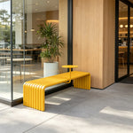 SOLARA Outdoor Bench with Side Table - Modern Design Commercial Seating for Gym Park Cafe Garden Leisure Spaces - Yellow