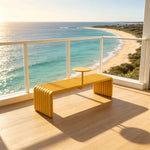 SOLARA Outdoor Bench with Side Table - Modern Design Commercial Seating for Gym Park Cafe Garden Leisure Spaces - Yellow