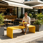 SOLARA Outdoor Bench with Side Table - Modern Design Commercial Seating for Gym Park Cafe Garden Leisure Spaces - Yellow