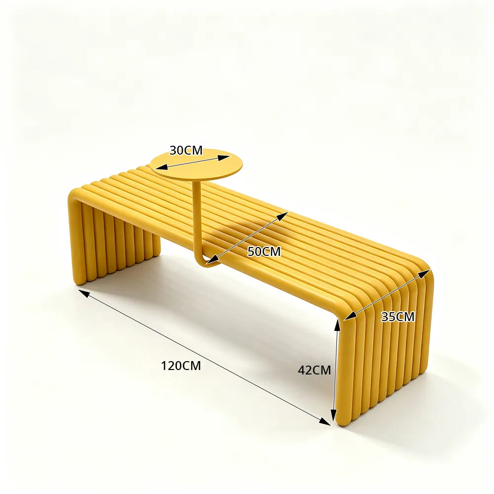 SOLARA Outdoor Bench with Side Table - Modern Design Commercial Seating for Gym Park Cafe Garden Leisure Spaces - Yellow