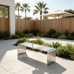 SOLARA Outdoor Bench with Side Table - Modern Design Commercial Seating for Gym Park Cafe Garden Leisure Spaces - Stainless Steel