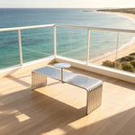 SOLARA Outdoor Bench with Side Table - Modern Design Commercial Seating for Gym Park Cafe Garden Leisure Spaces - Stainless Steel