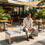 SOLARA Outdoor Bench with Side Table - Modern Design Commercial Seating for Gym Park Cafe Garden Leisure Spaces - Stainless Steel
