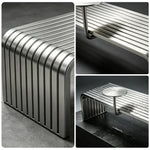 SOLARA Outdoor Bench with Side Table - Modern Design Commercial Seating for Gym Park Cafe Garden Leisure Spaces - Stainless Steel