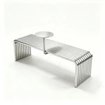 SOLARA Outdoor Bench with Side Table - Modern Design Commercial Seating for Gym Park Cafe Garden Leisure Spaces - Stainless Steel