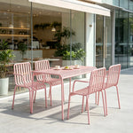 SOLARA Outdoor Dining Set - 1 Table 4 Chairs Iron Frame Weather Resistant Patio Furniture for Garden Balcony Cafe Leisure Spaces - Pink