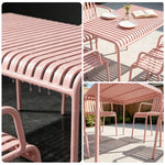 SOLARA Outdoor Dining Set - 1 Table 4 Chairs Iron Frame Weather Resistant Patio Furniture for Garden Balcony Cafe Leisure Spaces - Pink