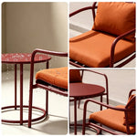 SOLARA Outdoor Bistro Set - 2 Chairs with Round Side Table Iron Frame Patio Furniture for Garden Balcony Cafe Leisure Spaces - Brown