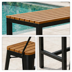 SOLARA Outdoor Bar Table Set - 200cm x 40cm WPC Top with 4 Bar Stools Metal Frame Patio Furniture for Garden Balcony Cafe Spaces - Natural