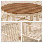 SOLARA Outdoor Dining Set - 70cm Round Table with 4 Armchairs Metal Frame Patio Furniture for Garden Cafe Terrace Leisure Spaces - Cream