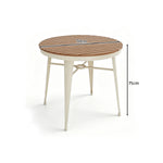 SOLARA Outdoor Dining Set - 70cm Round Table with 4 Armchairs Metal Frame Patio Furniture for Garden Cafe Terrace Leisure Spaces - Cream