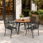 SOLARA Outdoor Dining Set - 70cm Round Table with 4 Armchairs Metal Frame Patio Furniture for Garden Cafe Terrace Leisure Spaces - Black